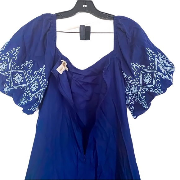 Anna Cate Dress Maggie Maxi Cotton Royal White Embroidery L EUC - Picture 6 of 6